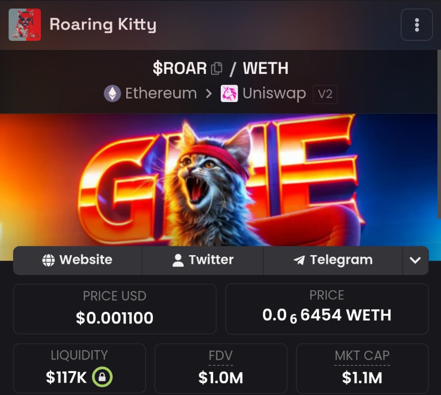 randomartz3's tweet photo. So much FUD. So much doubt in the community.

Yet again, the thesis is playing out.

What did I say?

I said Roaring Kitty is 100% community-owned and community-operated. There is no dev dumping tokens—the only real sell pressure comes from holders.

Eventually, the people who want out run out of tokens to sell.

That's exactly what we're seeing.

The sell-off played out, weak hands exited, their balances hit zero, and now $ROAR is bouncing hard—already 2X+ off the lows and still climbing.

Diamond hands control the supply. 📈💎

CA: 0xD8C978de79E12728e38aa952a6cB4166F891790f