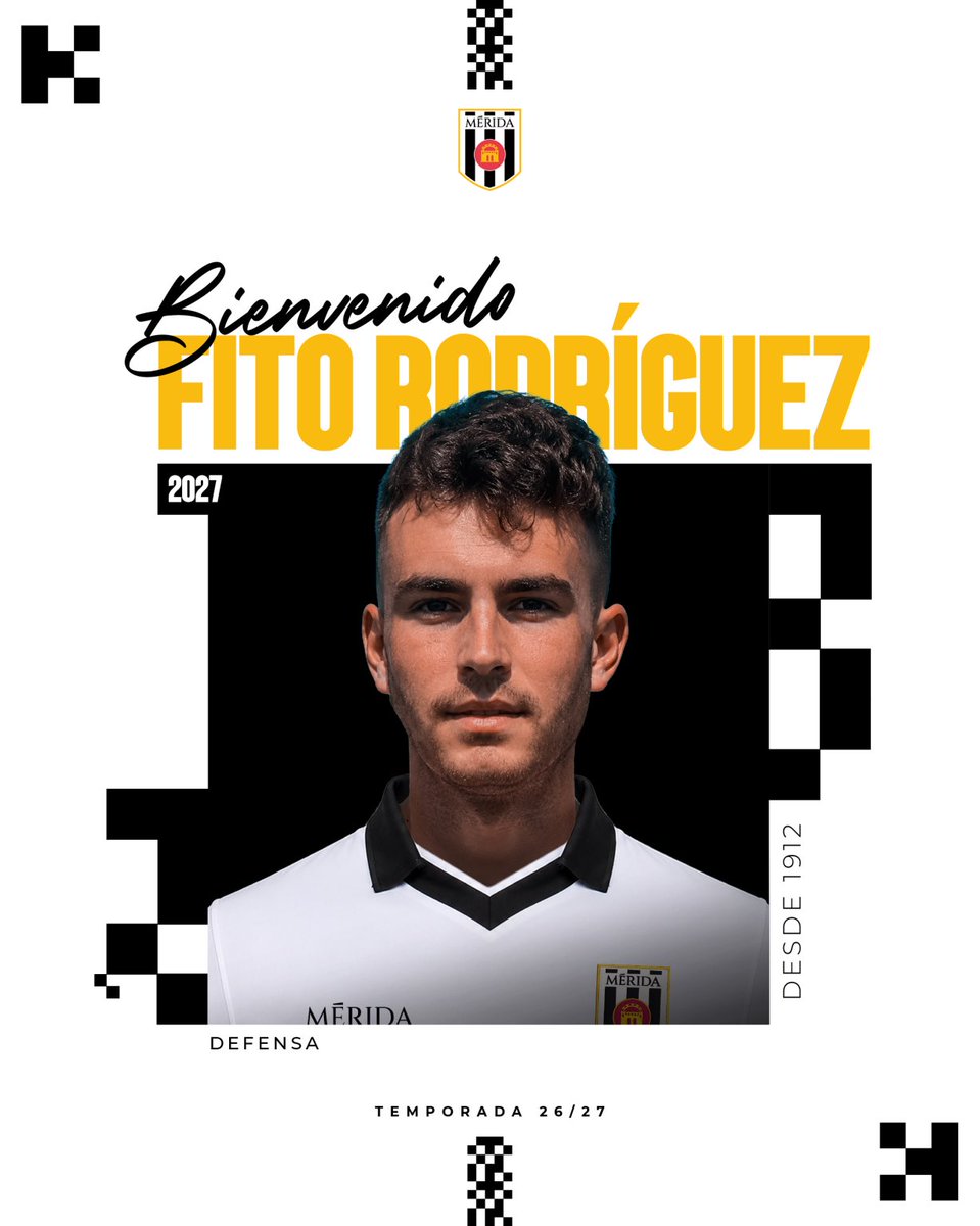 Merida_AD's tweet photo. ✅ 𝐎𝐅𝐈𝐂𝐈𝐀𝐋 |

⚪️⚫️ Fito Rodríguez, nuevo jugador romano

🫡 ¡Bienvenido y a por todas! 

📲 https://t.co/FSyseemc4A https://t.co/GBkEhkdhow