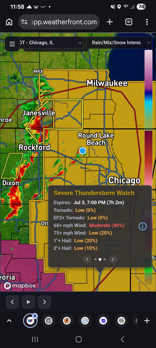 transitweather's tweet photo. July 3 2026 1157a - Severe Thunderstorm Watch till 7p ne il and se wi https://t.co/RglSmtjSEO