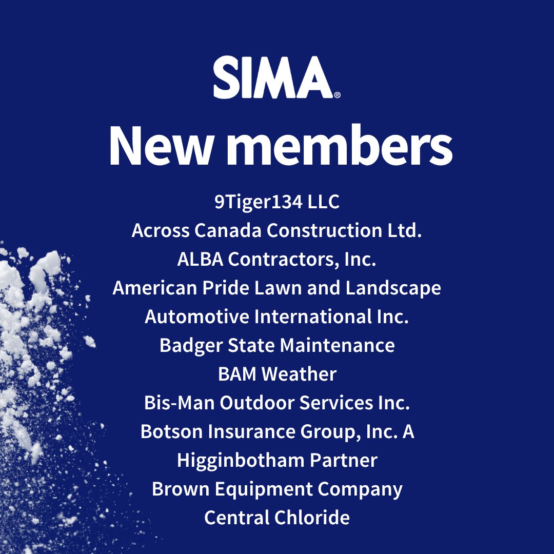 SIMASnow's tweet photo. Please join us in giving a warm welcome to our newest SIMA members! 🚀 We are so grateful for your membership. Wishing you a successful season ahead! 🎉❄️ https://t.co/gGhUWqJRNR