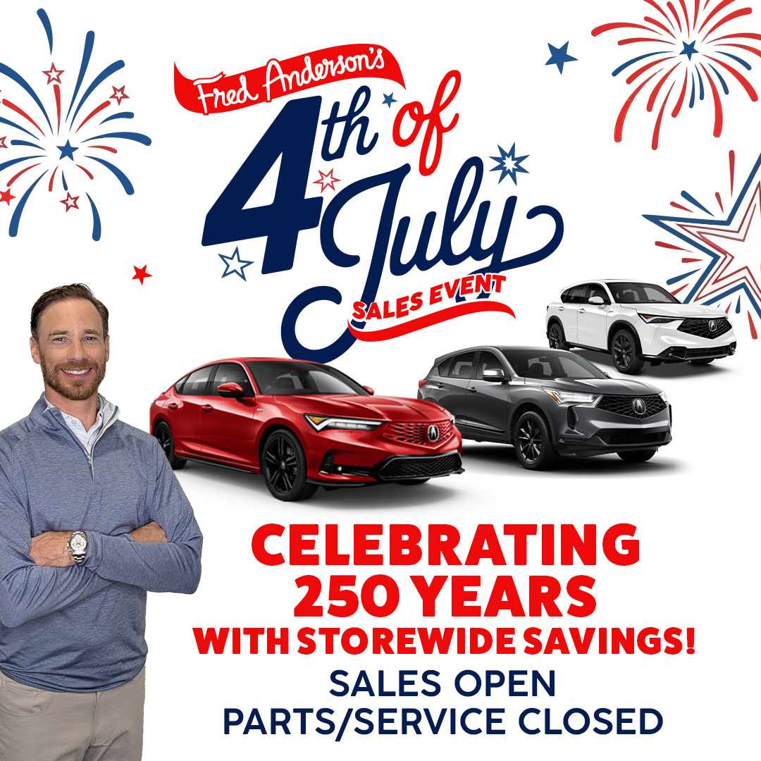 AndersonAcura's tweet photo. Celebrate freedom with the 4th of July Sales Event at Fred Anderson Acura! Sales will be open with normal hours, but Parts &amp; Service will be closed on July 4th. Don’t miss out on holiday deals! 🇺🇸

#July4th #SalesEvent #FredAndersonAcura #HolidaySavings #CarDeals https://t.co/edalmjwKT3