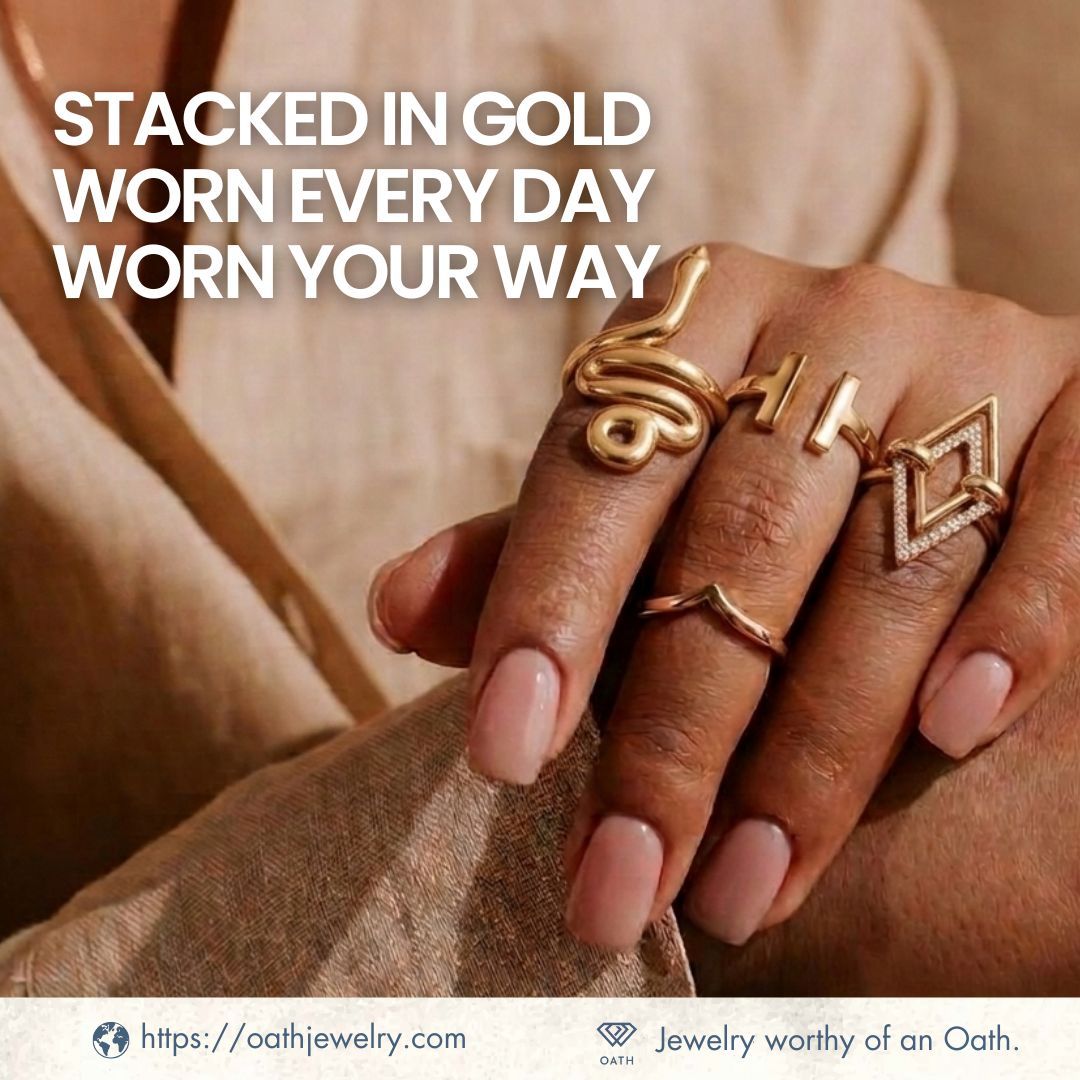OathJewelry's tweet photo. Stacked in gold, worn every day. That's what a ring should hold up to. Genuine 14K gold, chosen to last. Explore gold rings: https://t.co/DqM78bR9LK

#OathJewelry #JewelryWithMeaning #GoldRings #GoldJewelry #Jewelry #RingJewelry https://t.co/T83Qcg8DDf