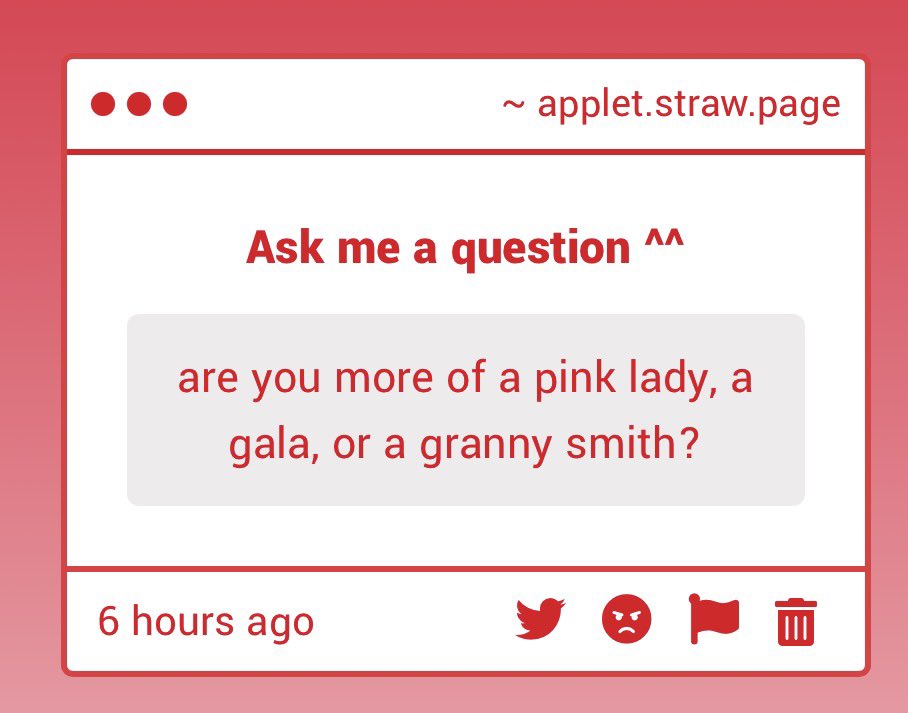 Sweet_Applet's tweet photo. Oh gosh that’s a hard one.. they’re all such lovely varieties..

Hm. I’m a gala man myself- but a pink lady hasn’t let me down!

💌 https://t.co/xMHW15JdG8