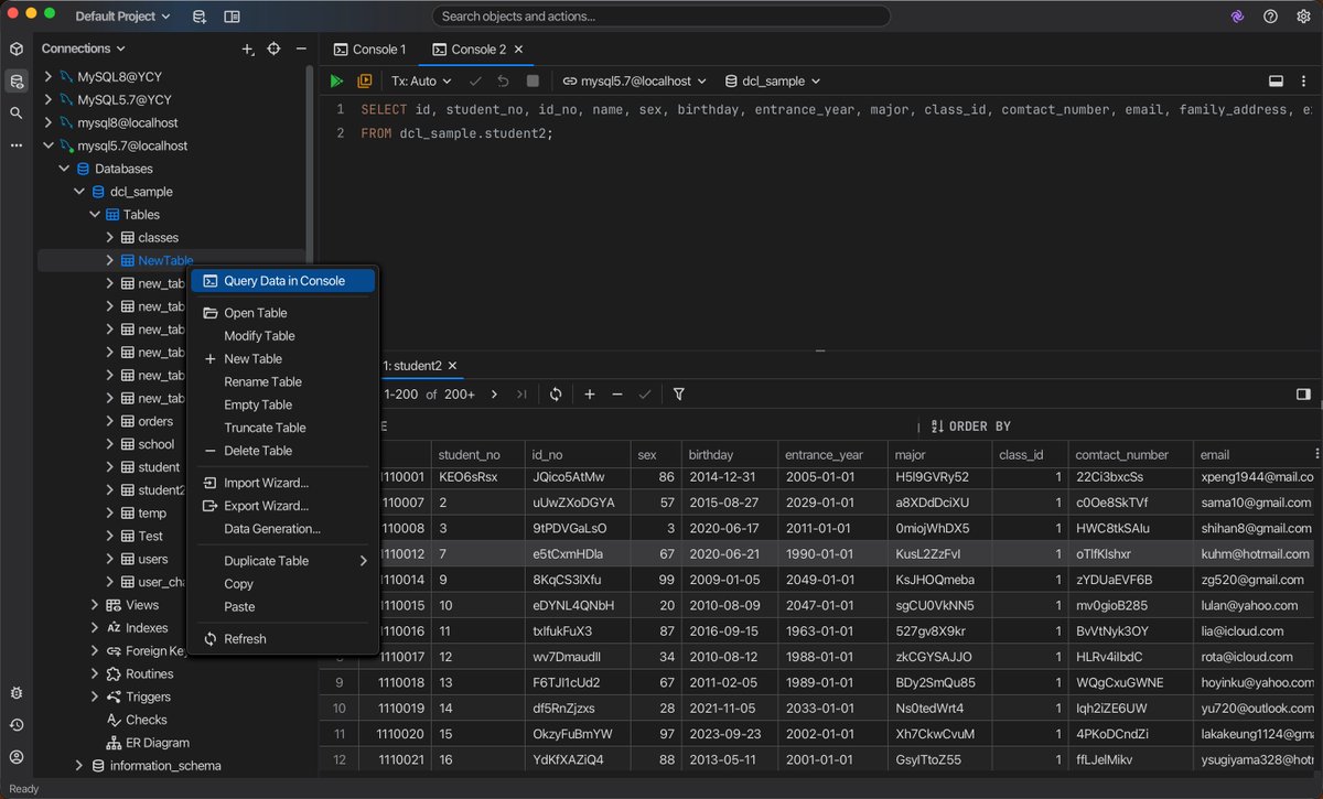 datacollie's tweet photo. Tonight I added a new context menu item to the Table node in the navigation tree: “Query Data in Console.”

A little progress every day.

#BuildInPublic #DataCollie https://t.co/7kHRs2YyvD