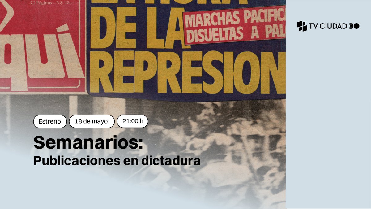 TVCIUDADuy's tweet photo. ¡Buen inicio de semana!
Hoy en #TVCiudad
📰8:30, 13 y 18h #InfoCapital • En vivo
🧉 9h #CiudadViva • En vivo
🤸♀️ 11h #EnMovimiento
🔎 12h #LadoB • Repetición
🔁 14h #IdeasCruzadas
🐣 17h #PaseoAnimado
🔙18h #LaCajaNegra • Miguel Volcán, año 2015
🎬 18:30h #AutoReportaje • Jorge Zabalza, Alberto Kesman, año 2002
🔎 20h #LadoB • En vivo
🗞️21h #Semanarios • Marcha • Episodio 8 ¡Último!
💻21:30 #CicloAprendicesCeibal • Álvaro Galiana
🎞 22h #CorreCámara •Repetición
🎭 23h #MiráMontevideo • Estreno
Seguí @TVCIUDADuy
📺#TVCiudad30años