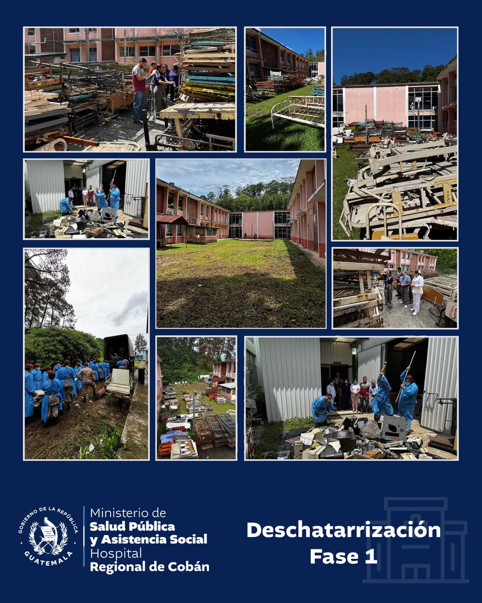 HospitaldeCoban's tweet photo. ¡Un logro histórico para el Hospital Regional de Cobán!

Tras 9 meses de trabajo culminamos la primera fase de deschatarrización, siendo uno de los 5 hospitales del país en completar este proceso. Retiramos material que ocupó espacios por más de 40 años.beneficio de la población. https://t.co/bDhkncU8sc