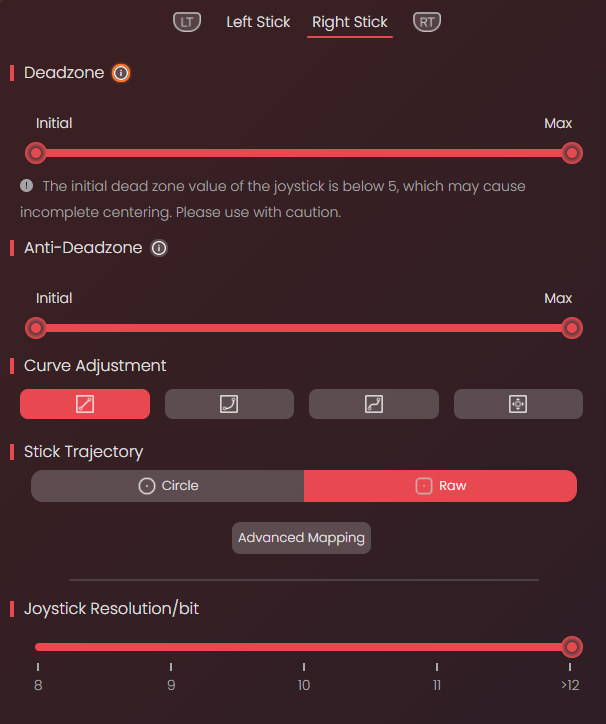 reaperreapzz's tweet photo. My current GameSir settings.  I've seen people setting their response curve in the app to S-curve, but I advise against it if you play games that have custom curves (Standard, Dynamic, and so on). The reason is, if you use the S-curve in the app and play a game like COD, you're creating a compound curve which exaggerates the acceleration and slowdown when aiming. 

my COD settings will be in the replies⬇️
