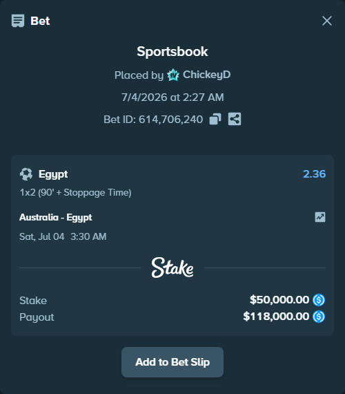 stakehighroller's tweet photo. $50,000 leaned on on Australia - Egypt at 2.36. Bold.

#WorldCup Use this slip https://t.co/hhc3gDf9tV https://t.co/bbXCbIBV4m