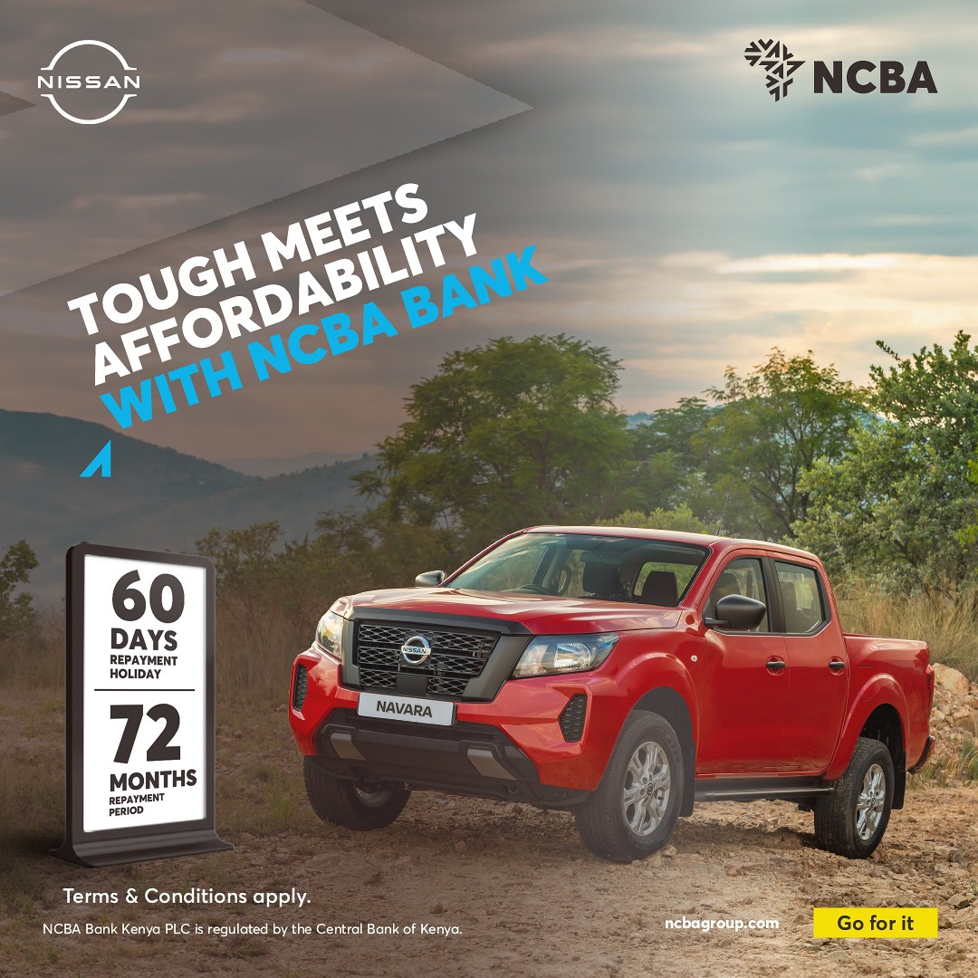 NCBABankKenya's tweet photo. Finance your versatile Nissan Navara Truck from Crown Motors, with NCBA! Enjoy up to 100% financing, a 60-day repayment holiday, and a 72-month repayment period. 
Apply today. Terms and Conditions apply.