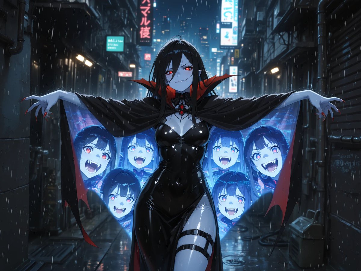 VampM9999's tweet photo. #吸血鬼 #vampire #女吸血鬼
今日の次点たち（お題：未来の戦闘服）
マントの裏地がモニターのようになっていて、そこから吸血鬼化した仲間たちが…みたいなイメージで。
前にもぼやいたかもですが、未来の、って苦手です…
発想の貧困さを思い知らされる… https://t.co/apmE2UE8V5