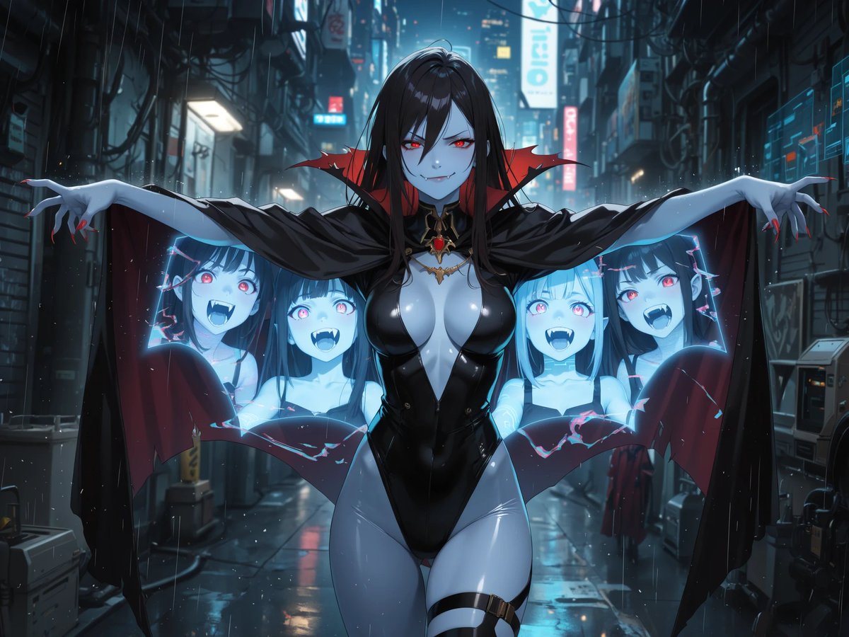 VampM9999's tweet photo. #吸血鬼 #vampire #女吸血鬼
今日の次点たち（お題：未来の戦闘服）
マントの裏地がモニターのようになっていて、そこから吸血鬼化した仲間たちが…みたいなイメージで。
前にもぼやいたかもですが、未来の、って苦手です…
発想の貧困さを思い知らされる… https://t.co/apmE2UE8V5