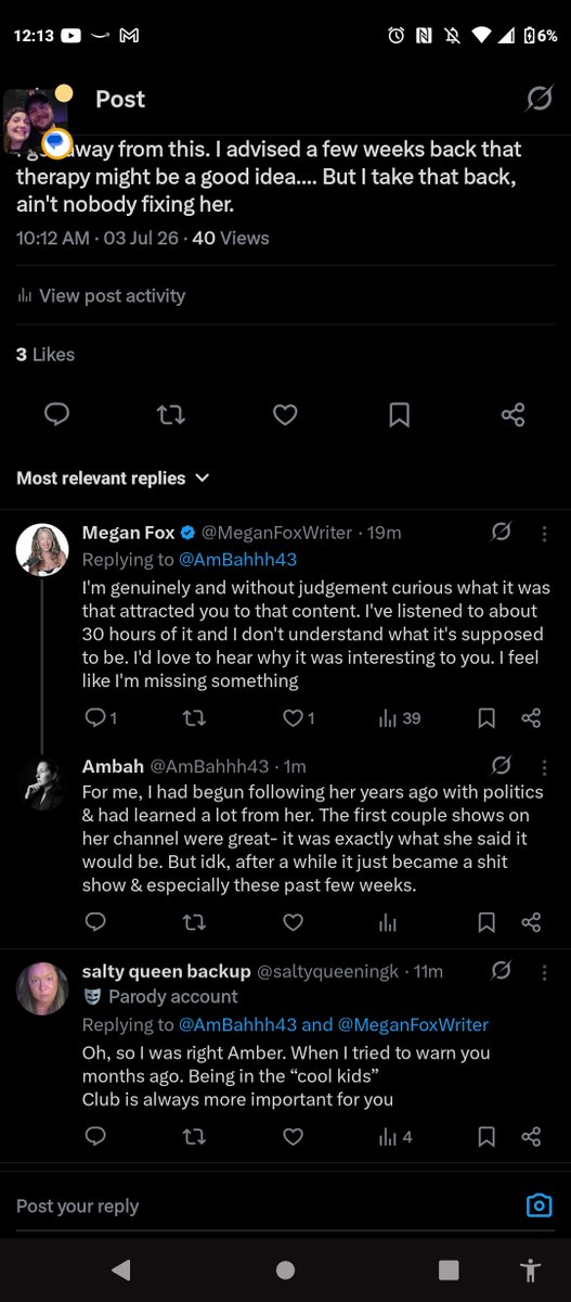 AmBahhh43's tweet photo. @KeriLeeBrack Is that why she's going around on this one "Salty queen backup" 🤦🏼‍♀️ Weird, psycho behavior if ya ask me!!!! https://t.co/9SLU5fLA2F