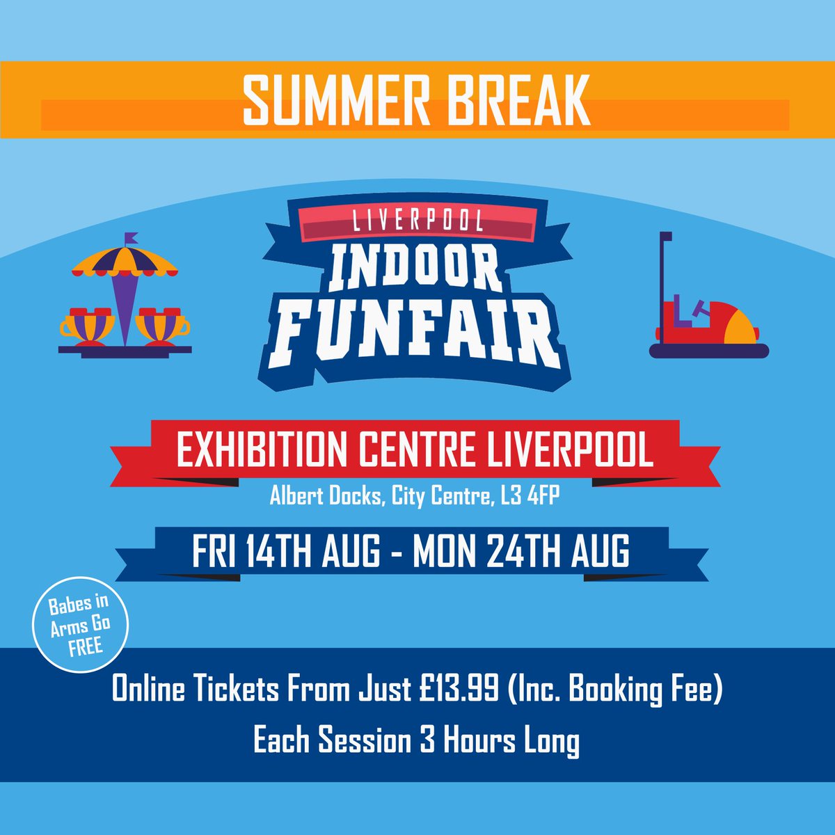 yourECL's tweet photo. 🔜 In just over a month's time the doors to the Liverpool Indoor Funfair swing open for their Summer run!

Bringing all the excitement of the traditional fairground but instead it's indoors in a safe, weather-proof, and climate-controlled environment.

Whether you’re visiting with young children or older family members, there’s something for everyone to enjoy 🙌

Secure your tickets online and avoid paying on the door prices!
🎟️ https://t.co/E3ISukJqEQ