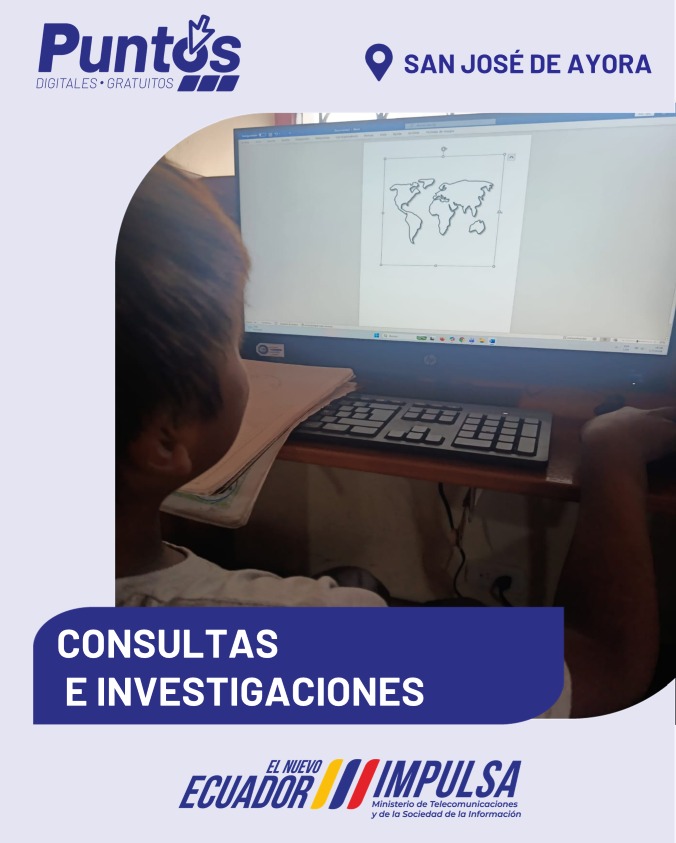 AyoraEncuentro's tweet photo. ¡Dale un impulso a tus estudios! En el Punto Digital te ayudamos con tus treas escolares einvestigaciones de forma gratuita 📷📷
¡Te esperamos!
#MINTEL
#puntosdigitalesgratuitos
#Capacitate
#ElNuevoEcuador
#adelanteconfirmeza https://t.co/BzZep4839E