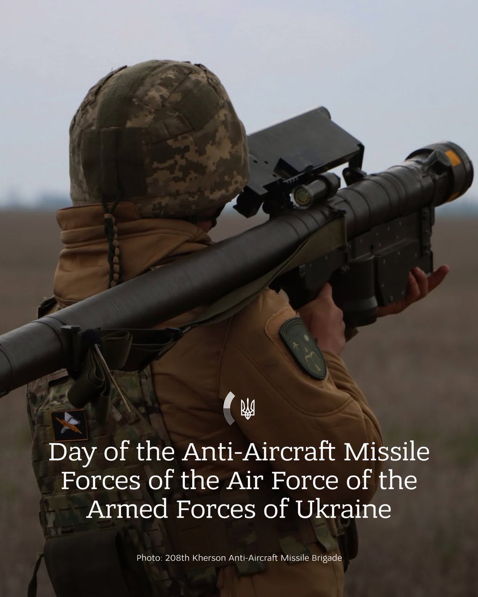 MFA_Ukraine's tweet photo. Today is the Day of the Anti-Aircraft Missile Forces of the Air Force of the Armed Forces of Ukraine.

Every day, Ukraine lives under the constant threat of Russian aerial attacks on a scale that seemed unimaginable just a few years ago. The soldiers of the Anti-Aircraft Missile Forces are the first to confront these threats, defending Ukraine's skies and its people from missiles, drones, and enemy aircraft.

Over the course of Russia's full-scale invasion, they have destroyed tens of thousands of hostile aerial targets. The impact of their work is seen every single day – across Ukraine and by the entire world.

We thank the Anti-Aircraft Missile Forces for their professionalism, precision, and for protecting our homes and people.