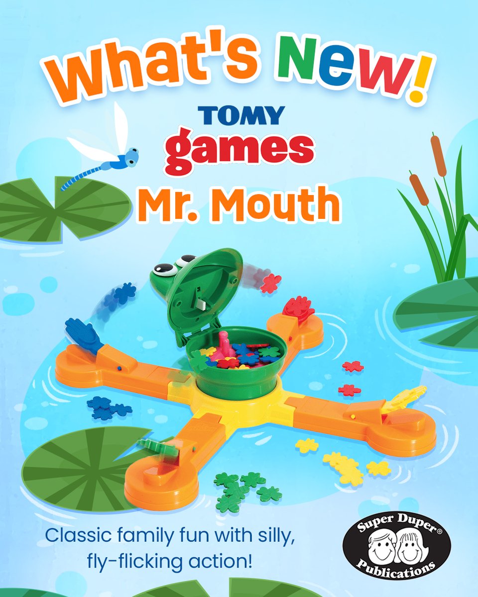 SuperDuperPub's tweet photo. 🐸 Get ready to warm up your quick reflexes with our newest game addition, Mr. Mouth! 🐸 Grab this fun fast-paced game that that helps kids practice turn-taking, patience, and social skills! 🛒Add to cart now at https://t.co/4cmAIPRvyT! https://t.co/UniDAOtCX0