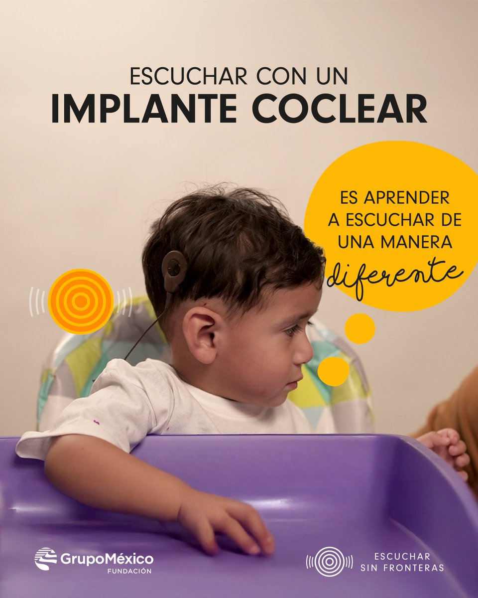 EscucharF's tweet photo. Para escuchar con un #ImplanteCoclear, el cerebro necesita tiempo para aprender a interpretar correctamente cada uno de los sonidos y poder así comprender el habla.

Estos no funcionan de la misma forma que un Auxiliar Auditivo.

#FGM #HipoacusiaInfantil #GrupoMéxico @FundacionGM https://t.co/PFL4F356Cr