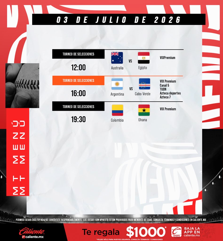 mediotiempo's tweet photo. ¡Viernes de futbol! 🔥⚽️🫶🏻
@calientesports nos trae el #Mtmenu del día con los mejores partidos.
#LosMejoresMomios #MasAccionMasDiversion https://t.co/JWwiq0YE9k