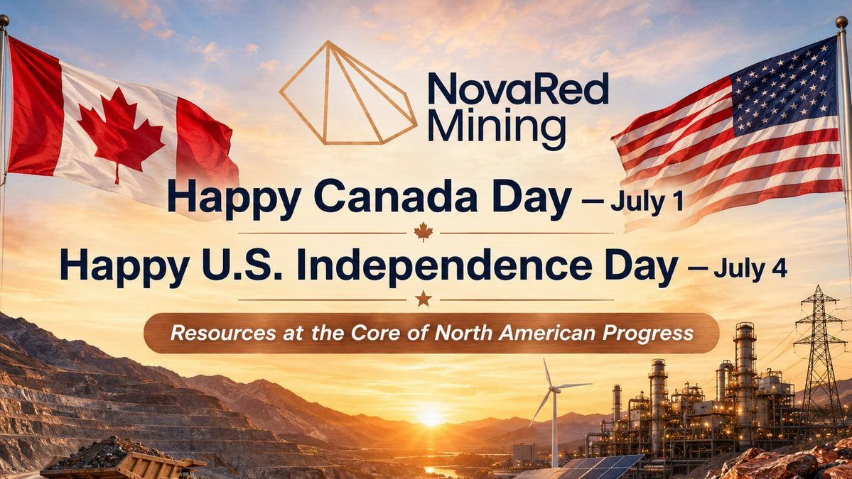 BUNNYTHAKUR4's tweet photo. 1776 BUILT AMERICA’S INDEPENDENCE 
1867 BUILT CANADA’S NATIONAL STORY 
2026 MAY BE ABOUT BUILDING THE NORTH AMERICAN SUPPLY CHAIN

On behalf of all Canadians, I want to congratulate America on Independence Day and Kristi Noem on her new beginnings with NovaRed Mining

What is the deeper message here?

Independence today means having control over the materials that power the future 
Copper, mining, energy, metals and defense are now connected in one strategic chain

America needs copper for grids, AI data centers, defense systems, telecom, robotics, EVs and advanced manufacturing 
Canada can help because Canada has the geology, the mining experience and the critical-minerals position North America needs

That is why I like the NovaRed Mining setup 
Wilmac gives $NRED / $NREDF copper-gold exposure in British Columbia, MetalCore adds AI-enabled mineral exploration, and Kristi Noem brings another layer of national-security relevance

250 years of America

159 years of Canada

One stronger critical-minerals future
NFA