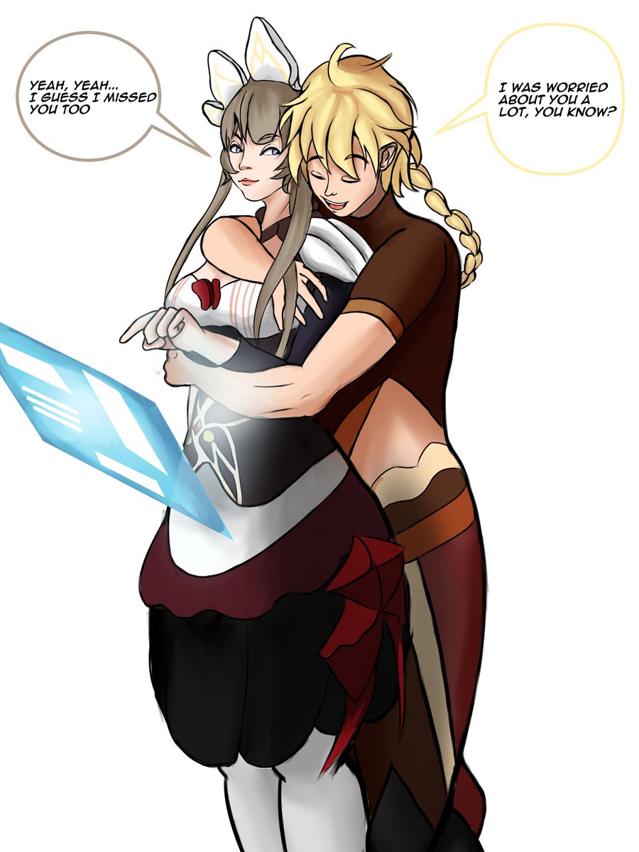 zyvrae's tweet photo. Happy reunion.
#GenshinImpact #Aether #Sandrone https://t.co/IGPDpgaiTN
