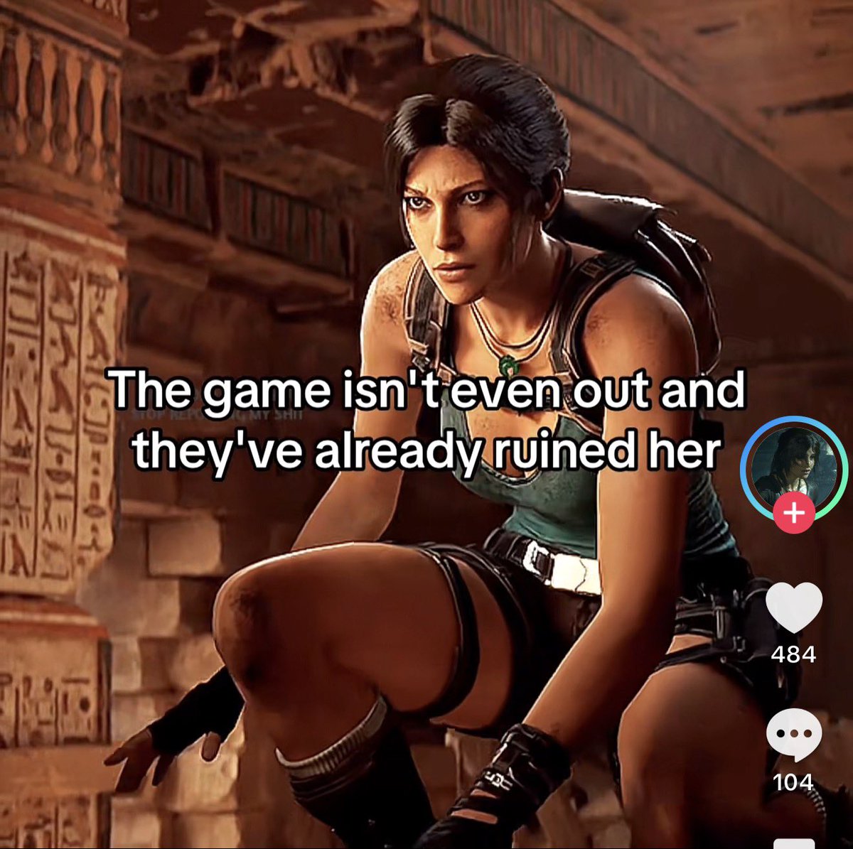 nstycroft's tweet photo. this person has only played rise of the tomb raider and makes 60 tiktoks about how unified lara is sexualized like ok girl https://t.co/MdbPgeeIOI