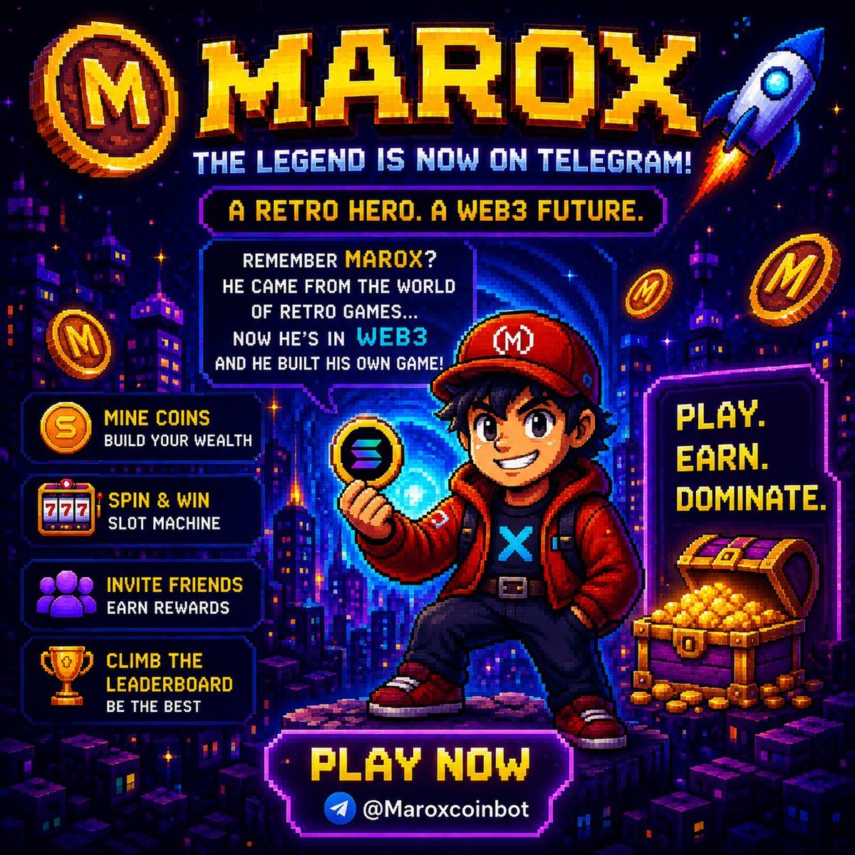MAROXcoin's tweet photo. ๐พ Remember MAROX?
From the world of retro pixel games... to the future of Web3 on Telegram. ๐
๐ฐ Spin. ๐ Earn. ๐ Climb the Leaderboard.
The adventure has just begun.
๐น๏ธPlayNow:https://t.co/aNngYDXuLu
#MAROX #Web3 #TON #TelegramGame #GameFi #CryptoGaming #PlayToEarn #PixelArt https://t.co/UnhkGH9Rri