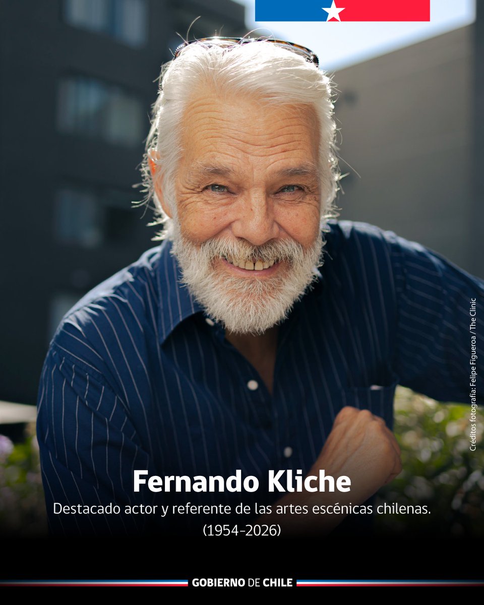 Min_Undurraga's tweet photo. Lamento profundamente el fallecimiento de Fernando Kliche, actor de extensa trayectoria y querida figura de la televisión chilena, cuyo talento acompañó a distintas generaciones.

Mis sinceras condolencias a su familia, amistades y colegas en este difícil momento. https://t.co/0gu9GcFtHu