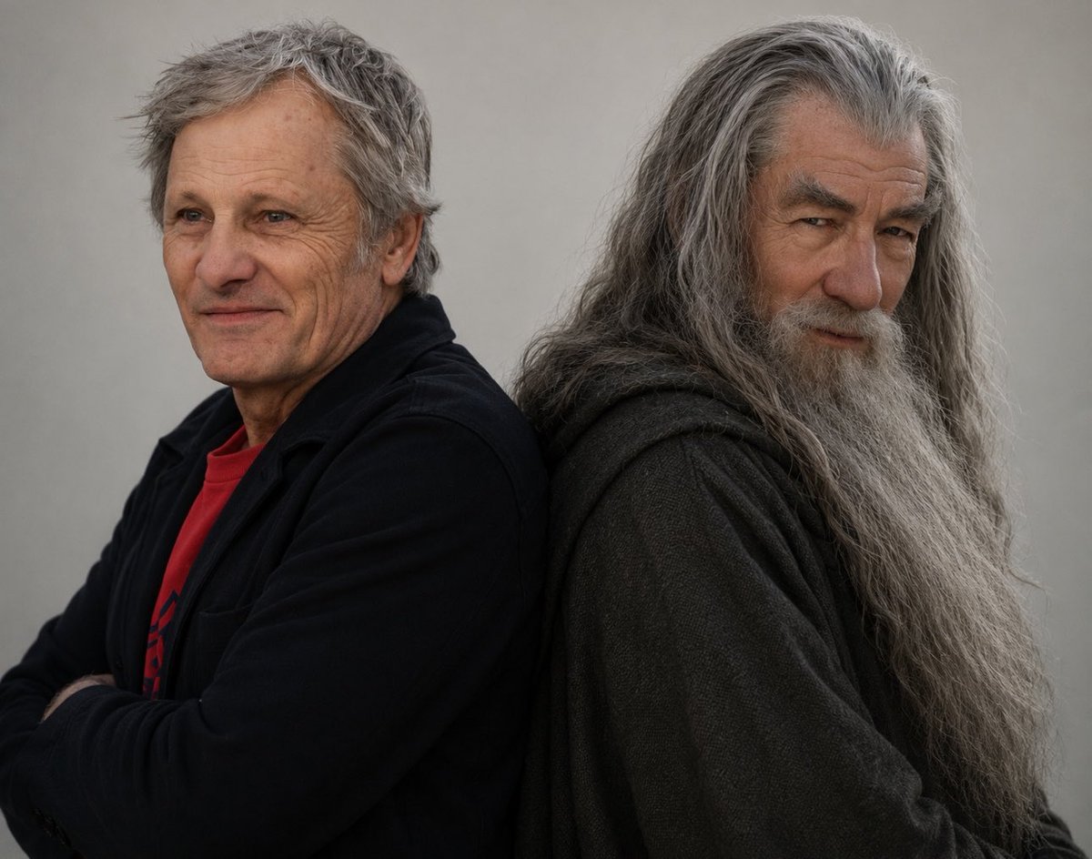 ToIkienverse's tweet photo. 🚨 Viggo Mortensen es ahora 5 años mayor que sir Ian McKellen cuando interpretó a Gandalf en La Comunidad del Anillo en 2001. 

Como pasa el tiempo. https://t.co/9Y1hJvP04w