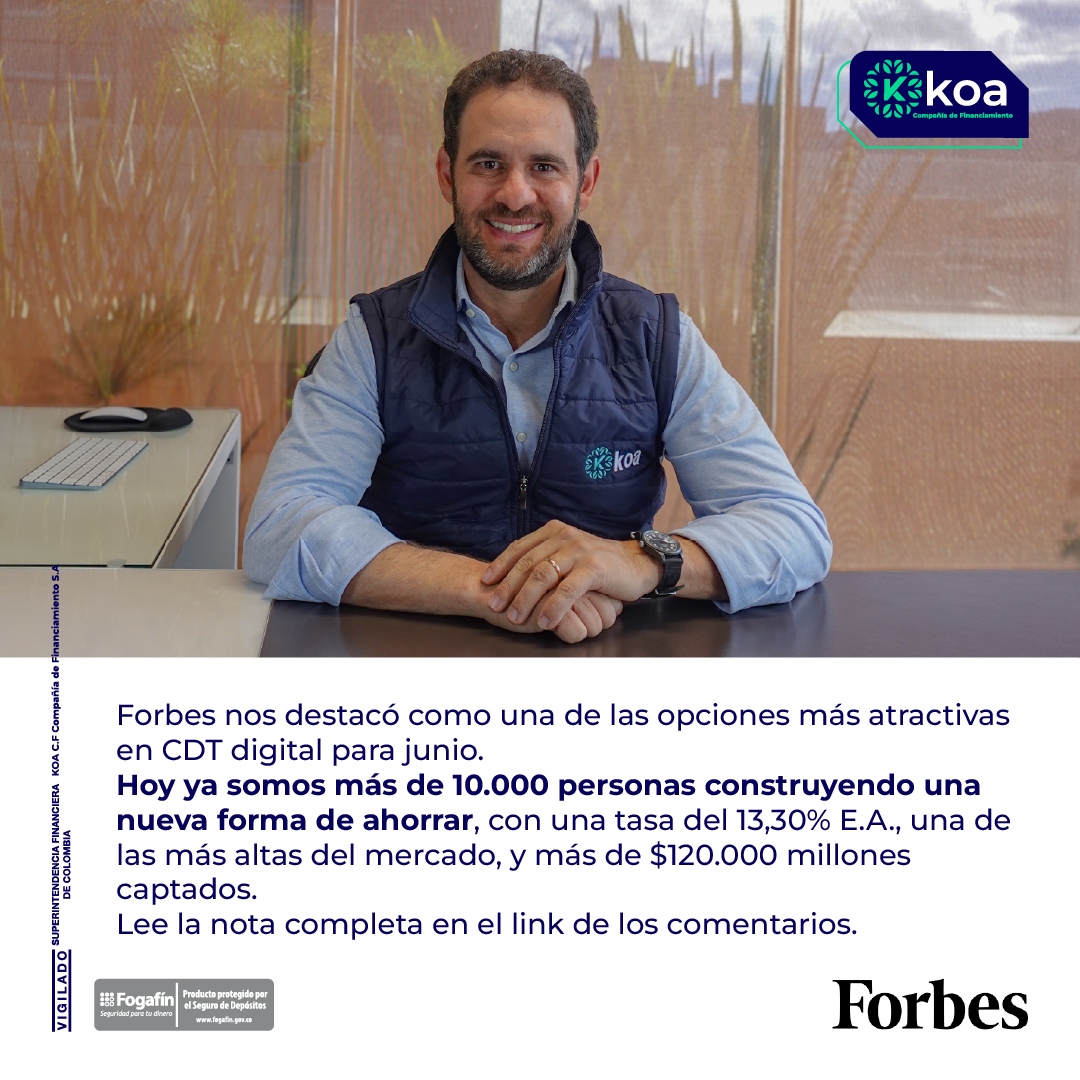 Koa_CF's tweet photo. ¿El ahorro volvió a estar de moda?
@forbescolombia analiza esta tendencia y destaca el crecimiento de nuestro CDT Digital KOA durante 2026.
Te compartimos la nota 👇
🔗 https://t.co/60tR407wog
#ForbesColombia #CDTDigital #Ahorro #KOAcompañíadefinanciamiento https://t.co/H9j0NnpQPL