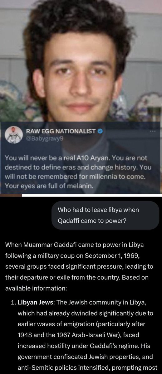 Cursed_Chuluun's tweet photo. >Be me a Libyan Jew LARPing as a "dark Welsh" (dude you’re not Catherine Zeta-Jones) 
>"bodybuilder"
>"British colonial policy"
>"We"

Uh-huh. Yeah, sure. What are you going to do about Hong Kong again? Inbred swarthy Libyan Jew seething about Britain’s "ignominious" decision. https://t.co/hWhUyNfB94