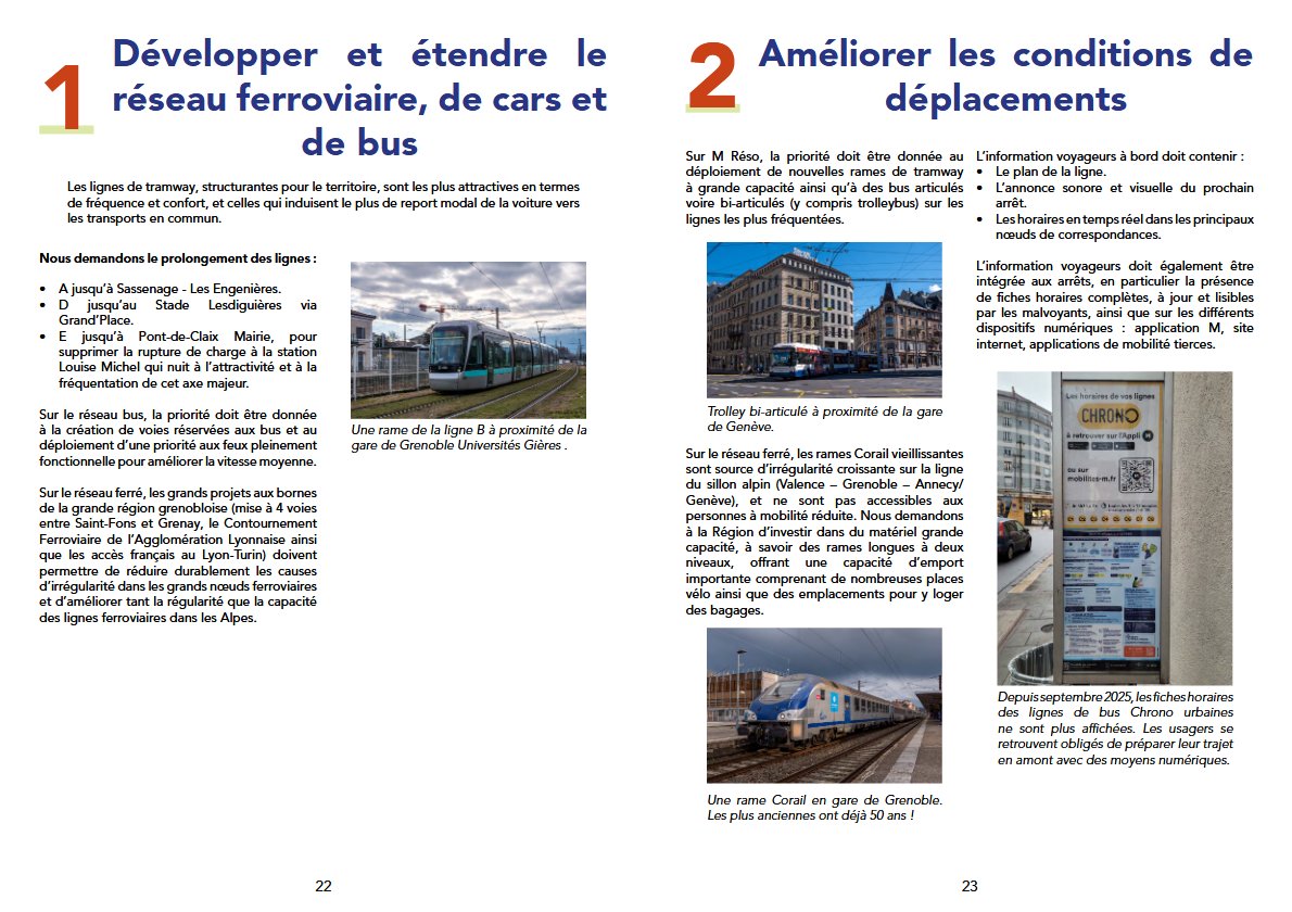 assoARDSL's tweet photo. L'@ADTCgrenoble publie son livre blanc des mobilités alternatives à la voiture individuelle. Elle plaide pour un développement fort de l'offre de trains, de cars, de trams, de bus et pour un #SERM ambitieux.
 https://t.co/r6BpKxqiLl https://t.co/PIoaOeCK95