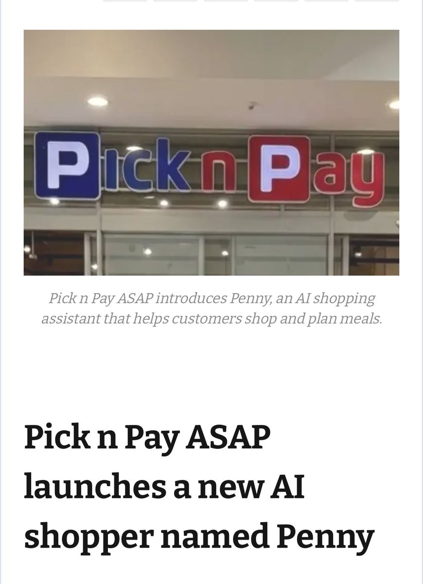 eKayzone's tweet photo. Pick n Pay ASAP launches a new AI shopper named Penny, using Google Gemini AI to simplify grocery shopping and recipes.
Read full article in the comment section
#southafrican #BreakingNews #GeminiAI #technology #picknpay #SmartShopping #smartshopper #eKayNews https://t.co/efFglOCKSC