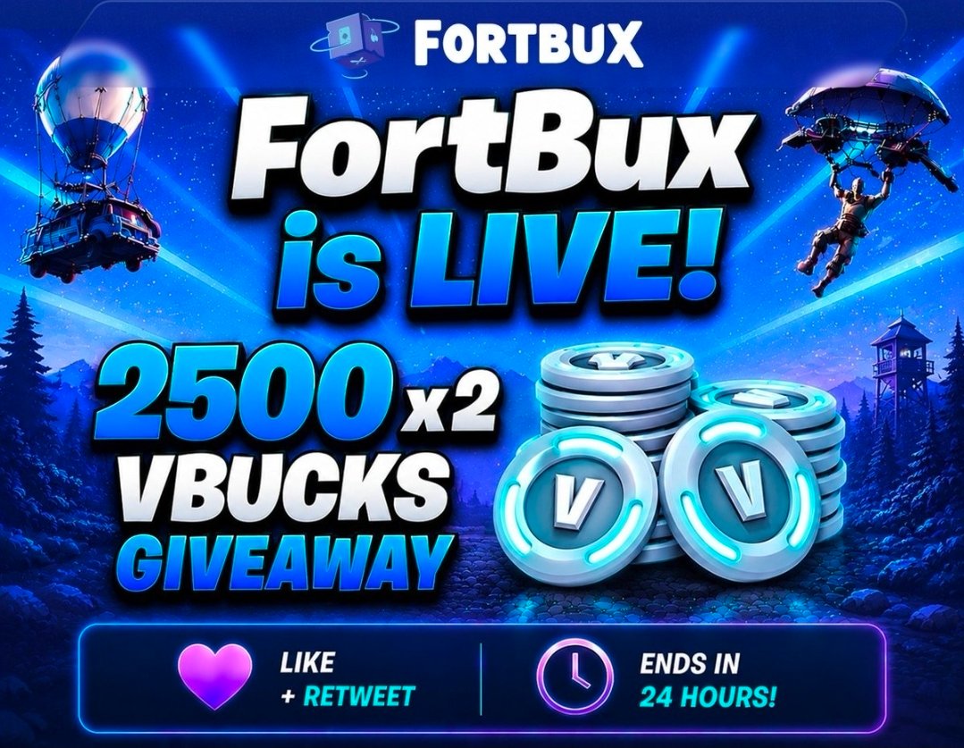 CallofMikels's tweet photo. 💎 FortBux is LIVE! To celebrate, we're doing [2x] 2,500 vBucks giveaway (2 Winners)! 💎

To enter you must simply:

- Follow @fortbuxcom &amp; @CallofMikels 
- Like &amp; Retweet

🔗 Sign up here: https://t.co/mdVnC7TnOH https://t.co/vQuv7ibOmz