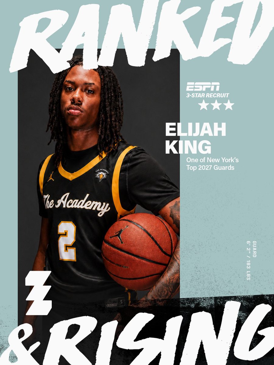3StrandHoops's tweet photo. Ranked. Recognized. Just getting started. 🚀

Congratulations to Elijah King on earning a 3-Star rating from ESPN and being recognized as one of New York’s top guards. More work ahead. More opportunities to come.

#3strand #3strandbasketball #3strandsports https://t.co/hCoCHU6Gab