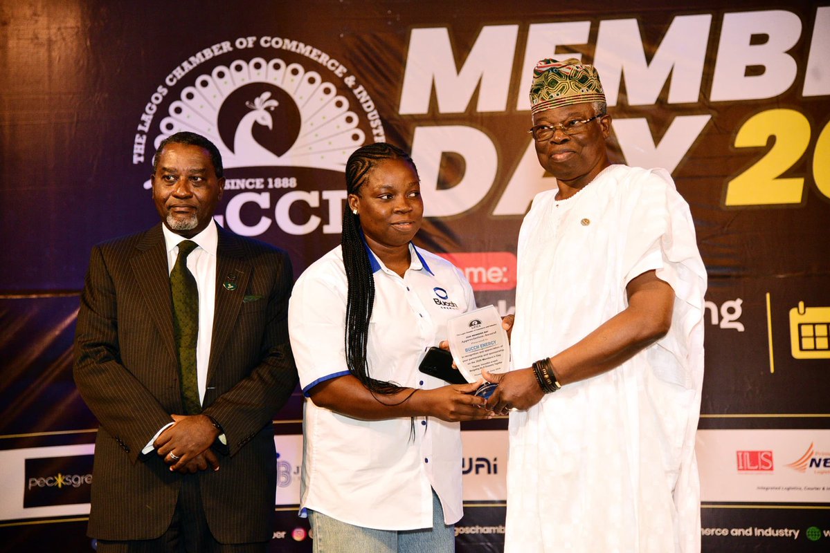 NnennaUrsla's tweet photo. Membership Day at Lagos Chamber of Commerce was a vibe last week. Had the honor of receiving our Sponsorship Award for @BucchEnergy Big thanks to #LCCI + everyone building Lagos’ business future with us. https://t.co/o9pEZU09x7