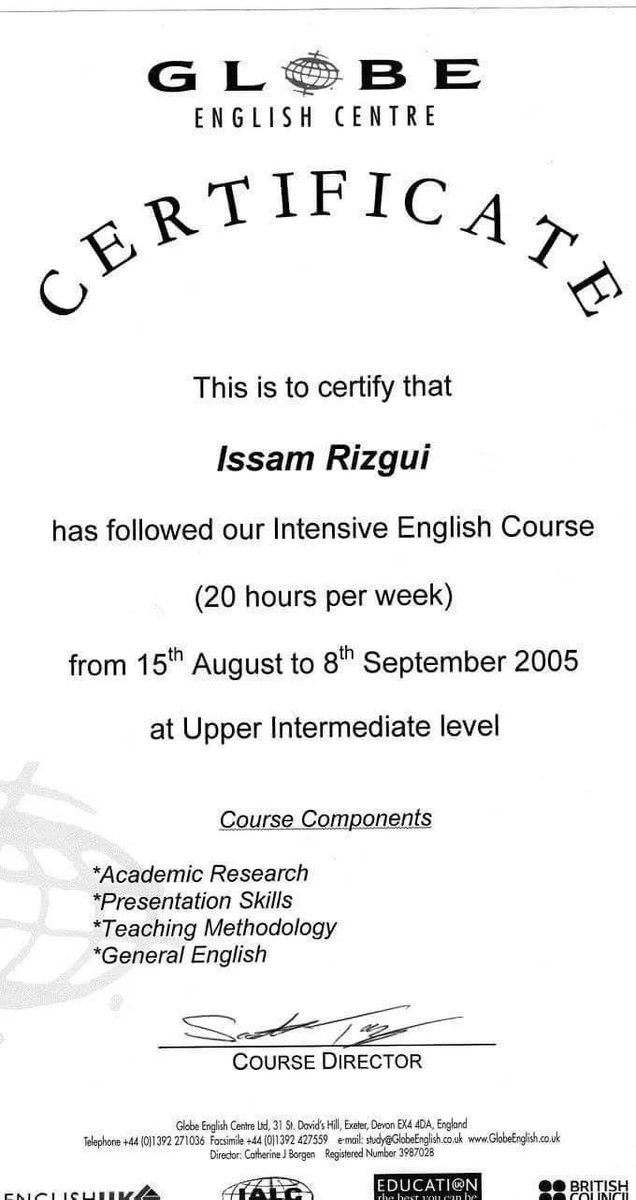 IssamRezgui8's tweet photo. Stage de perctionnement pedagogique au Globe English Centre Ltd 31st David's Hill Exeter Devon EX4 4DA Great Britain
UK telephone :+4401392271036 https://t.co/ZUxY6n9pxu