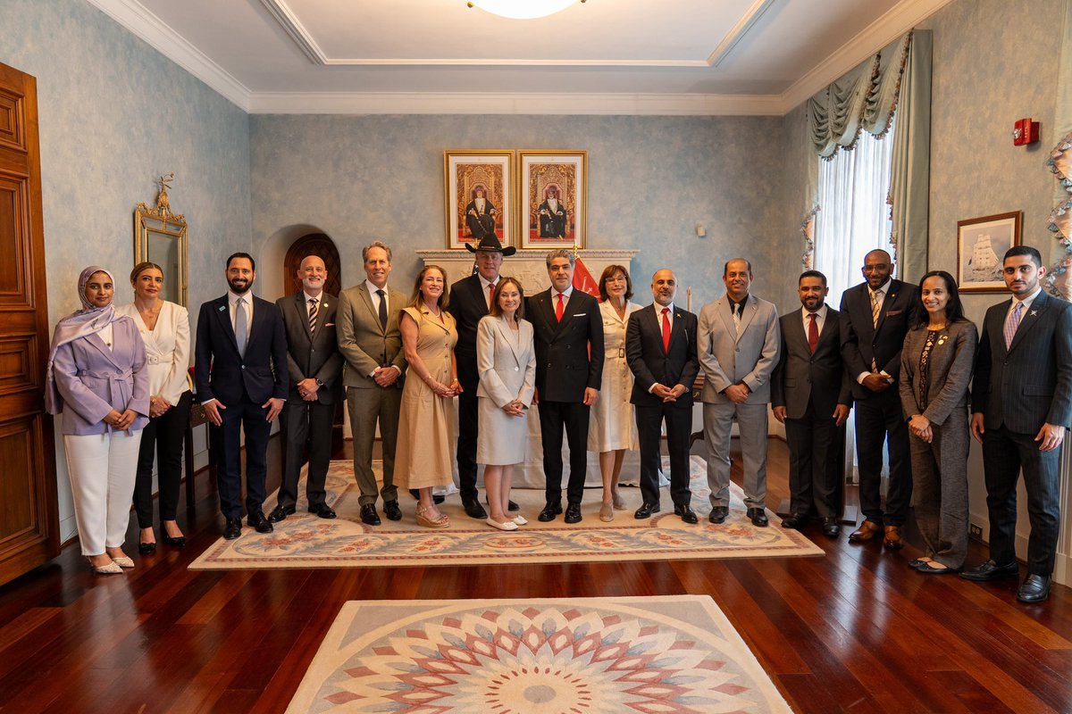 OmanEmbassyUSA's tweet photo. #WashingtonDC 

The Embassy of the Sultanate of Oman signed a Statement of Cooperation with the U.S. Semiquincentennial Commission (America250), marking a new chapter of collaboration ahead of the United States' 250th anniversary in 2026.

Signed by H.E. Ambassador Talal Al Rahbi and Chair Rosie Rios, the agreement promotes cultural exchange and people-to-people engagement between the Sultanate of Oman and the United States. The ceremony was attended by distinguished guests, including Congressman Ryan Zinke, David Fisher from the U.S. Department of State, members of the America250 Commission, and representatives of the diplomatic community.