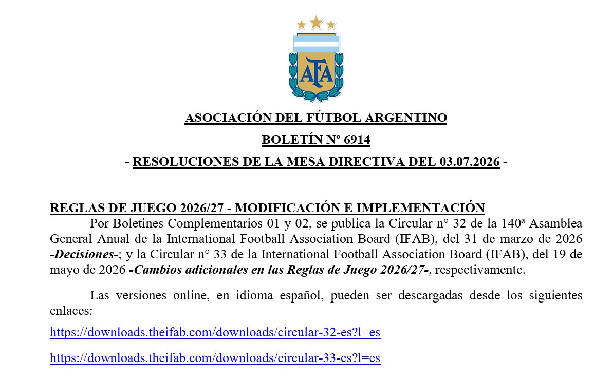 garcialuciano27's tweet photo. 🚨 Las reglas del Mundial llegan al fútbol argentino. Lo acaba de oficializar la AFA en Boletín. A sacar rápido los laterales, los saques de arco y no demorar en los cambios, entre otras cosas. También el tema de taparse la boca para insultar o pelear con un adversario. https://t.co/TAWcfUHl3T
