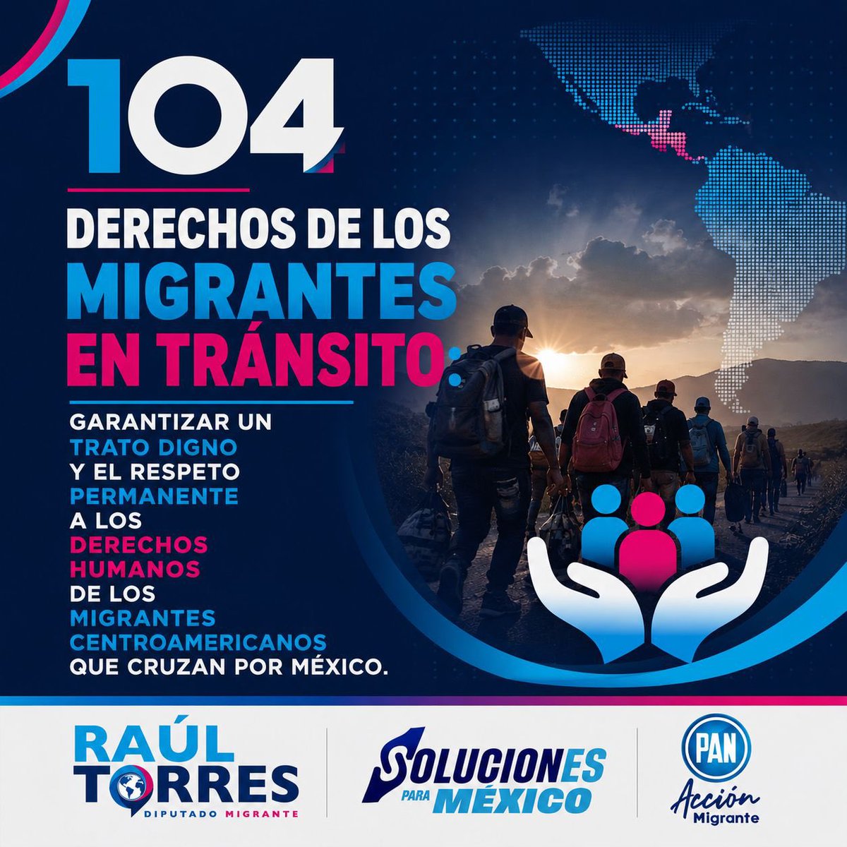 raultorres_mx's tweet photo. Una política migratoria responsable también debe poner al centro la dignidad y los derechos humanos.

La Propuesta 104: Derechos de los Migrantes en Tránsito, parte de #SolucionesParaMéxico de @AccionNacional, plantea garantizar un trato digno y el respeto permanente a los derechos de las personas migrantes que cruzan por nuestro país, fortaleciendo el Estado de Derecho y la cooperación regional.

Proteger los derechos humanos y mantener un México seguro no son objetivos opuestos; son responsabilidades que deben ir de la mano. 

#DiputadoMigrante
#DiputacionMigrante