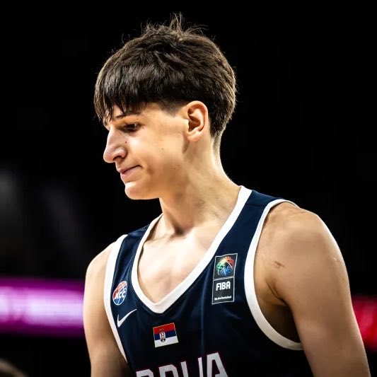 nbadraftpoint's tweet photo. 🇷🇸 Nikola Kusturica today for Serbia’s U17 team in the win over Lithuania

30 points
7 boards
3 assists
5 sticks
12-21 FG
2-7 3P
4-8 FT

The 6’8 wing out of Barca put yet another dominant performance in hopes of meeting the US in the finals of the event https://t.co/Q2tAo1T44w