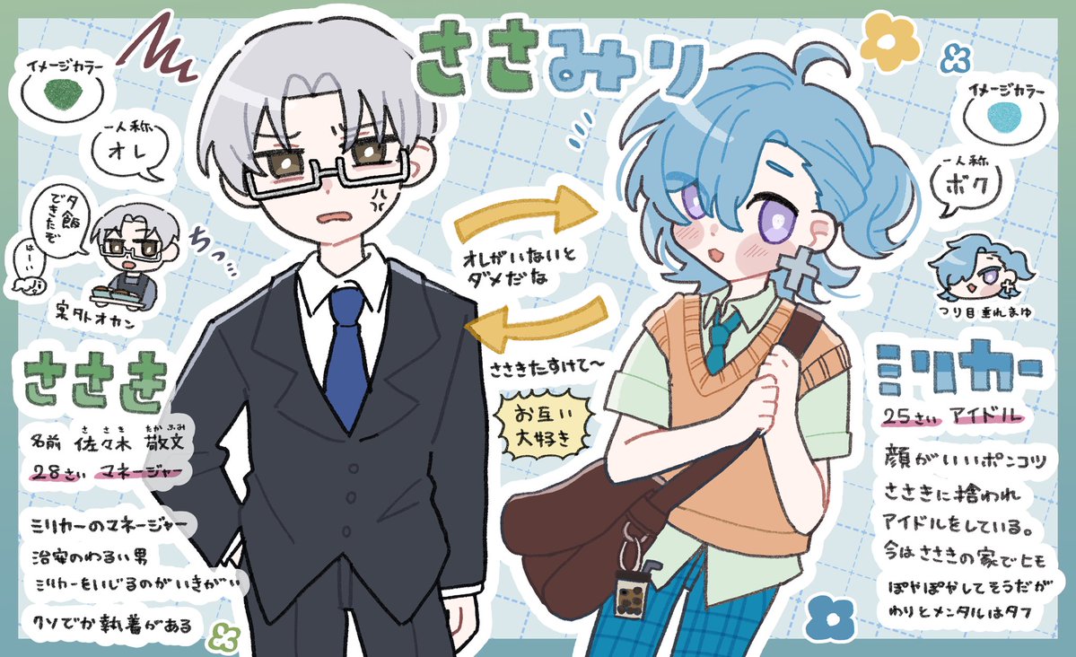mitouilsub's tweet photo. マネージャーとポンコツアイドル

 #oc  #イラスト #創作 https://t.co/Kz0PUZsW31