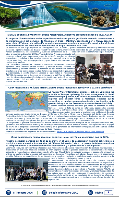 CEAC_Cuba's tweet photo. 📘 Ya está disponible el Boletín Informativo del CEAC | II Trimestre 2026.
Compartimos principales resultados de investigación, innovación, cooperación científica y gestión ambiental durante el período.
Continúa leyendo el resto del boletín en el siguiente post.
#CEAC #Ciencia https://t.co/OgjGPhY0Y5