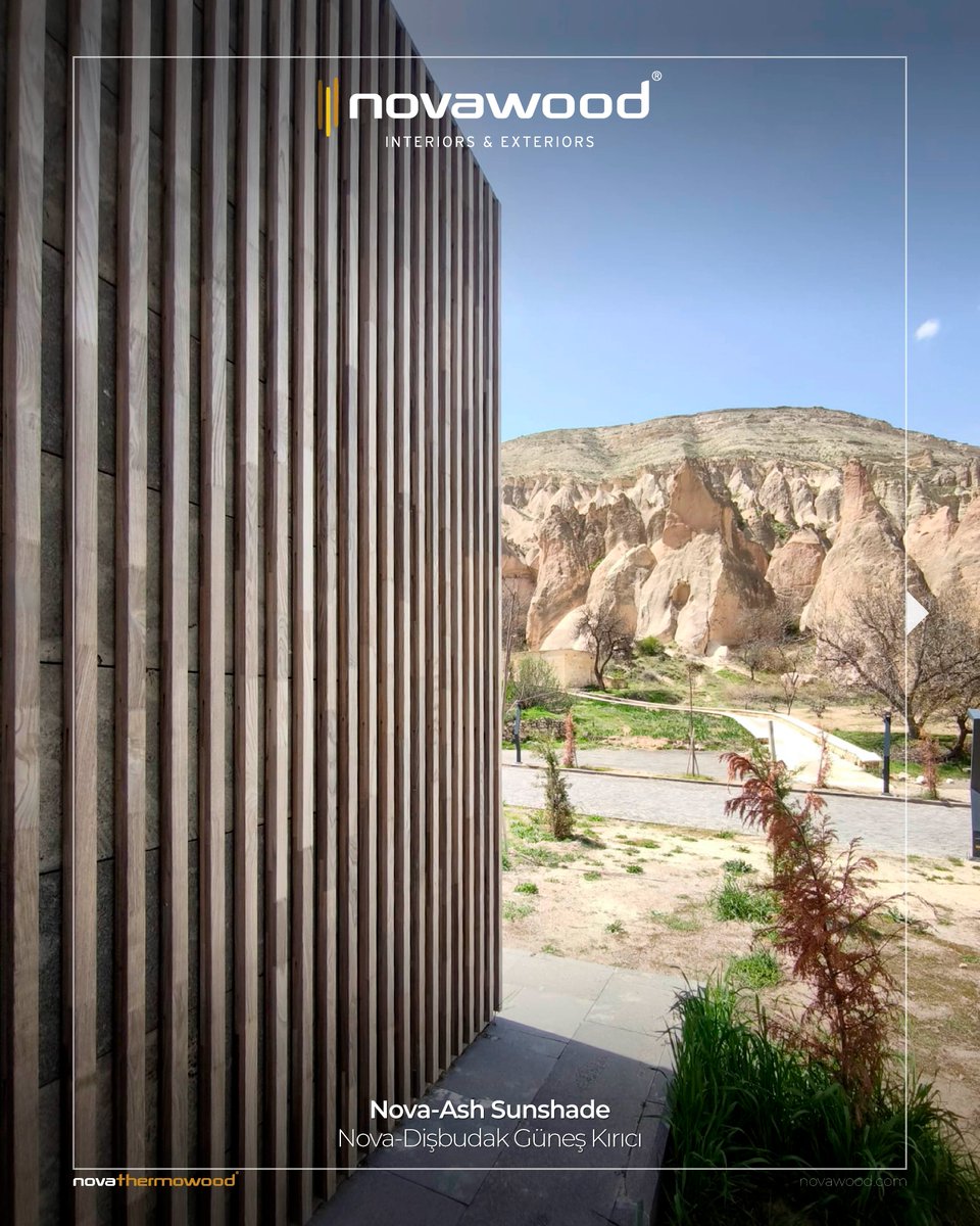 Novawood_AS's tweet photo. Naturally Grey - where Cappadocia’s timeless spirit meets contemporary design
In this commercial project in Nevşehir, our Novatermowood Ash sunshades extend in an elegant flow, creating a refined rhythm of light and shadow.
#Novawood #Thermowood #Sunshade #CommercialArchitecture https://t.co/VcKxzFYwwk