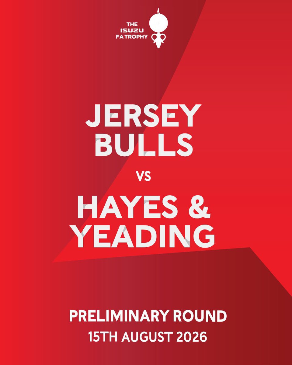 hyufc_official's tweet photo. Pack your sunnies, we’re going overseas in the FA Trophy! 🕶️☀️
We have been drawn away to @JerseyBullsFC with the tie to be played on the 15th August.
#ForwardTogether #YouAyes https://t.co/4ri0LewkEC