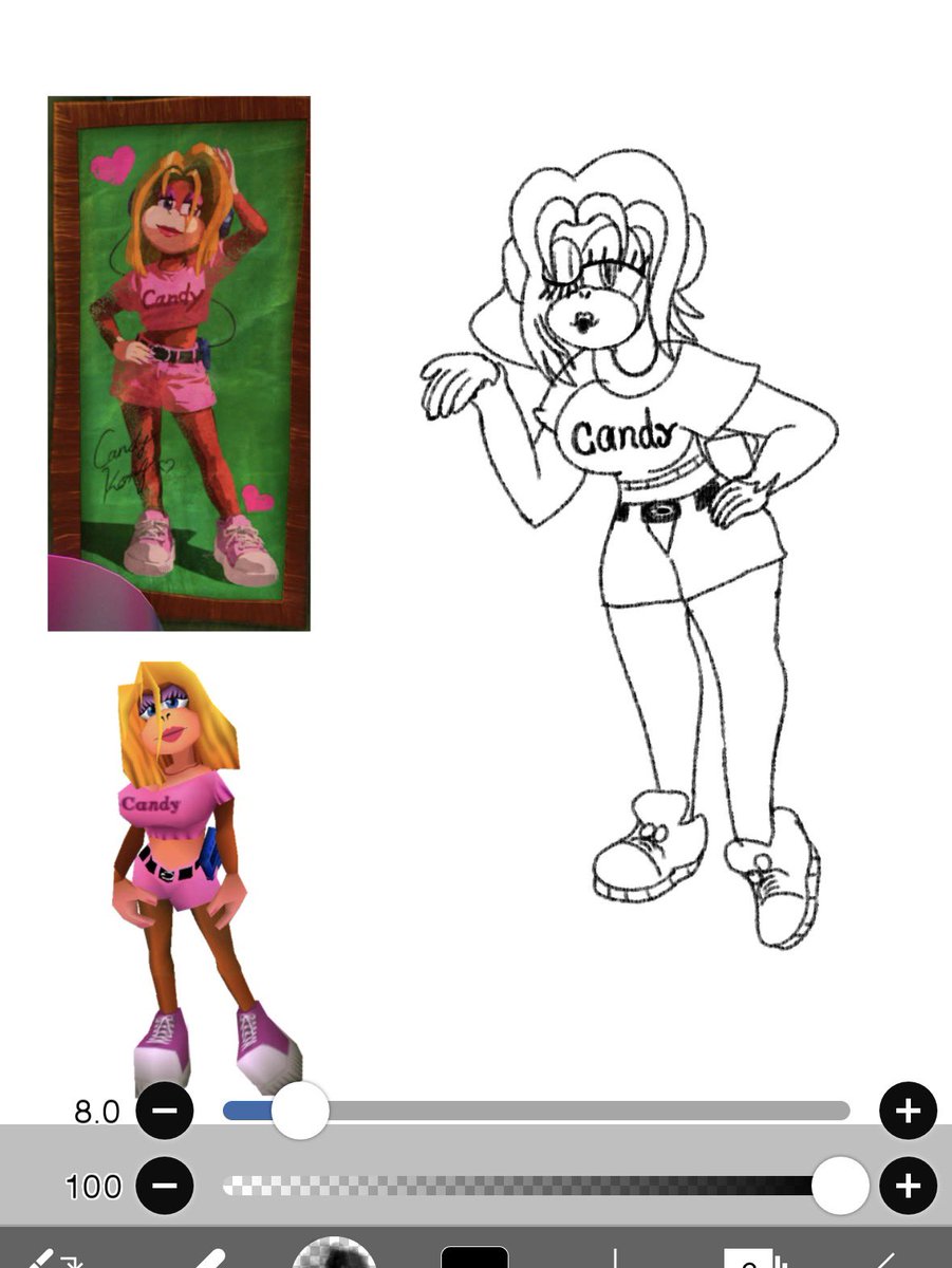 OptimuzDoesArt's tweet photo. Decided to draw Candy in her 64/Bananza design (and ngl I wish she appeared more) https://t.co/iXXb1tNeDl