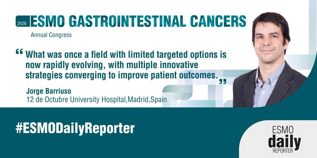 myESMO's tweet photo. #ESMOGI26: Recent #ClinicalResearch highlights a shift in #GIOncology to incorporate #TargetedTherapies and molecularly driven strategies, such as novel KRAS inhibitors for #CRC and #PDAC. Read Jorge Barriuso’s editorial in the #ESMODailyReporter: https://t.co/KVZGdoocSo https://t.co/UCxqrCnjMR