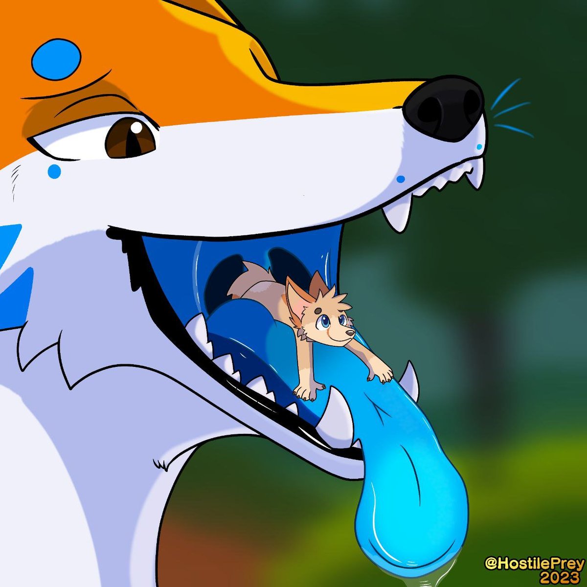 HostilePrey's tweet photo. One of my first vore drawings! 

I made this piece about 3 years ago, and I'm definitely hoping to explore more vore art in the future :3 https://t.co/VTGYL8cKqz