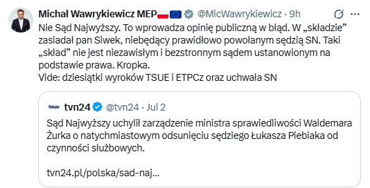 GasewiczJarek's tweet photo. Sprawa wciąż budzi kontrowersje, a przecież wszyscy powinni wiedzieć, że neosędziowie w SN nie są sędziami.
Dlaczego po prawie 3 latach od 15X2023 ta sprawa budzi kontrowersje? Dlaczego bandyci niszczący w Polsce praworządność trzymają się dziś tak mocno? https://t.co/m1evtEe0dC