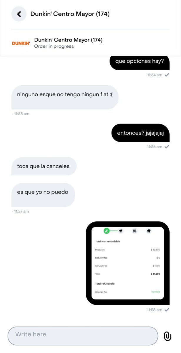 Bryanking572's tweet photo. @RappiColombia Necesito ayuda. Dunkin' Donuts no tenía un producto de mi pedido y el restaurante me pidió cancelarlo porque ellos no podían. Lo hice y Rappi marcó el pedido como no reembolsable. El chat de soporte solo me envía al Centro de Ayuda y se quedo cerrado. Tengo pruebas https://t.co/HPaedIMX5d