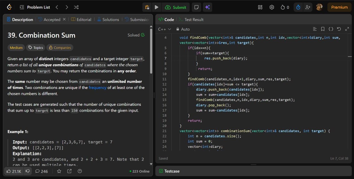 AkashMourya64's tweet photo. Day 11 of DSA
Leetcode 39 Combination Sum
LeetCode 46 Permutations
Topic - Backtracking
How we can improve ur Recursion any suggestions ??
#Dsa #Cp #Codeforces #codechef #Atcoder #Growth #learning #Skills #Webdev https://t.co/40xfih1PpZ
